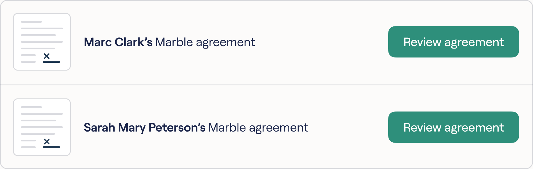 Marble agreements awaiting signature